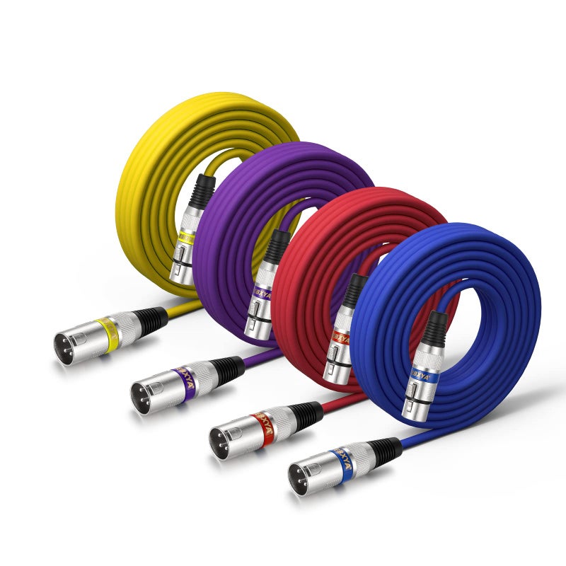 EBXYA XLR Cable 25 Feet 4 Color Packs for Microphone Audio Mixer- XLR Male to Female 3 Pins Balanced Stage Patch Cable - Image 1